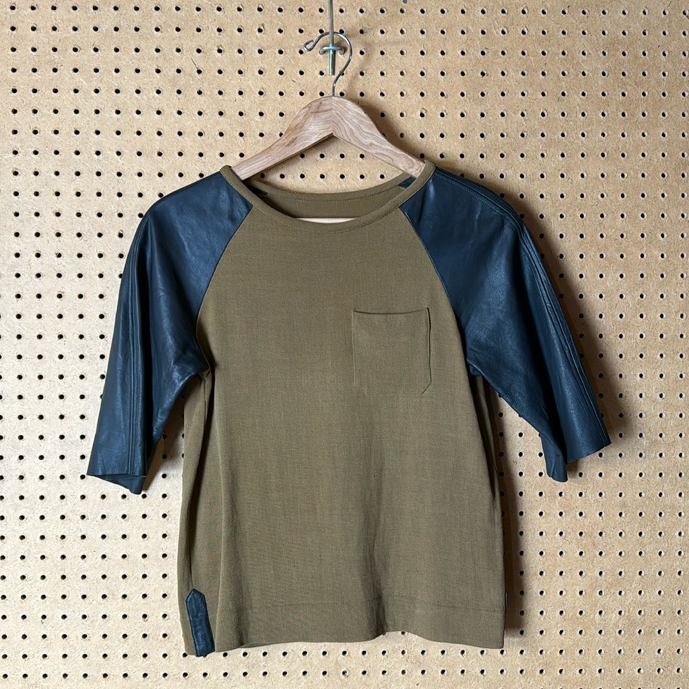 Vain and Vapid Boutique Leather Sleeve Tshirt